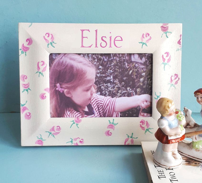 Personalised Photo-frame with Pretty Rosebuds