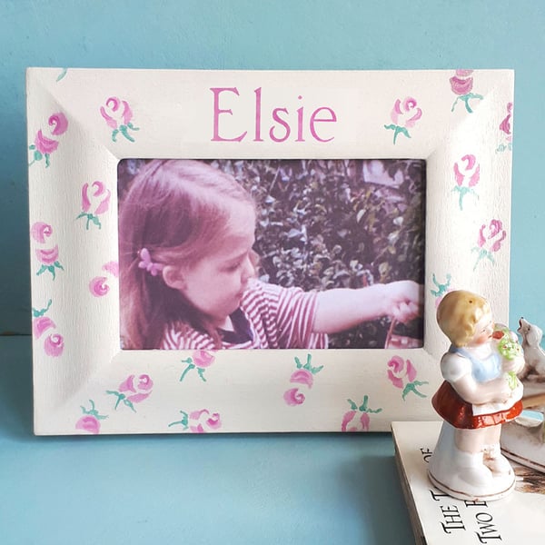 Personalised Photo-frame with Pretty Rosebuds