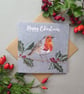 Robin on a holly branch Christmas card - Image 5