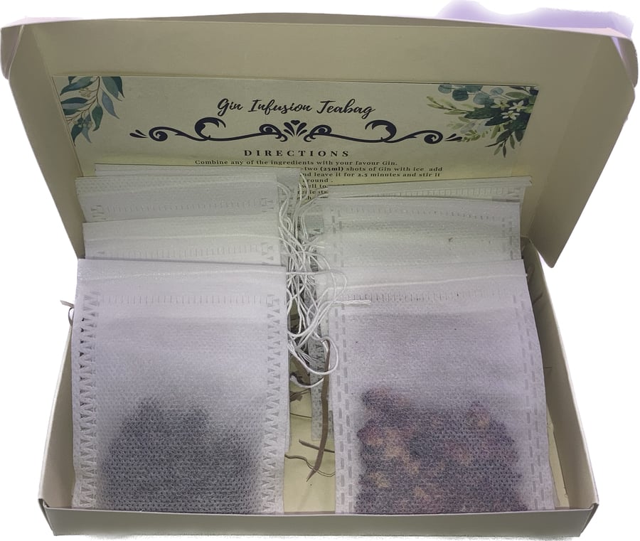 Gin Botanical Infusion kit 12 Tea Bags  Birthday Christmas Gift Gin lover