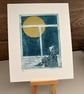 Golden Moon - Original Collagraph Print with Chine Colle - Image 3