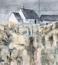 Original Watercolour - Cliff Buildings - Image 1