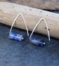 Blue Sodalite Triangle Silver Drop Earrings, Simple Minimalist Earrings