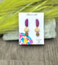 Chartreuse & Purple Clay Earrings - Modern Geometric Drop Jewellery - Image 5