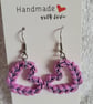 Handmade Polymer Clay Pink and Silver Heart Wreath Earrings, 316 Stainless Steel
