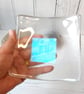 Teal and Salmon Dichroic and clear glass bowl