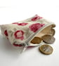 Coin Purse, Small Purse with Small Pink Roses Pattern - Image 3