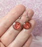 Deep red dangle earrings, lightweight circular drop earrings for women - Image 4