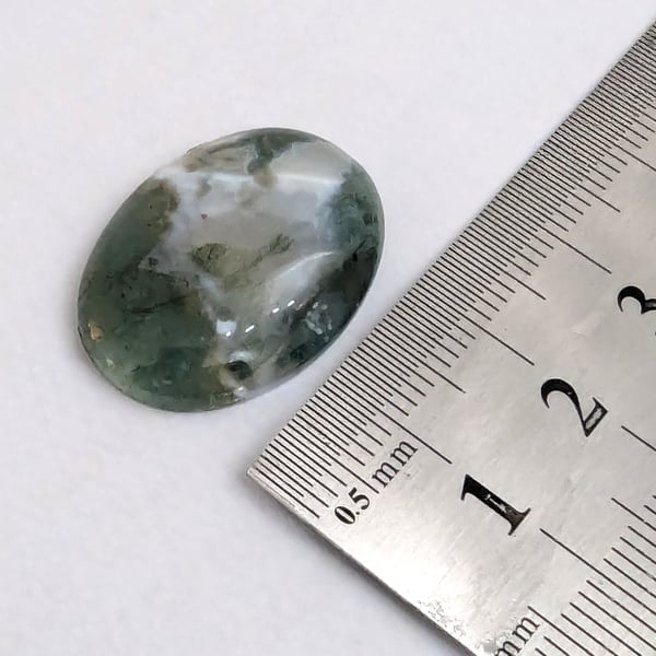 One only Moss Agate 25 mm x 18 mm Cabochon cut