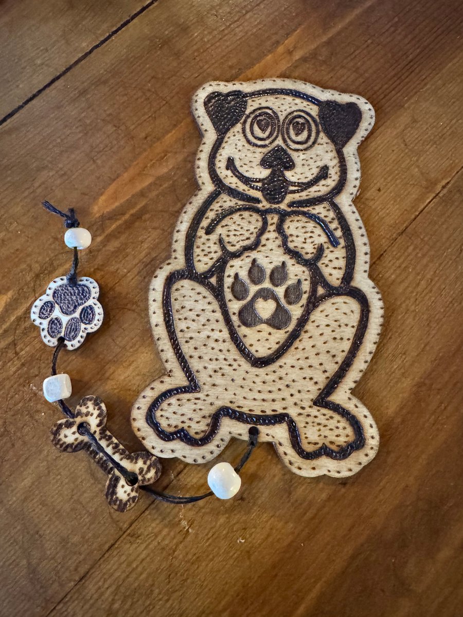 Dog bookmark, wooden gift for dog lover, bookworm.