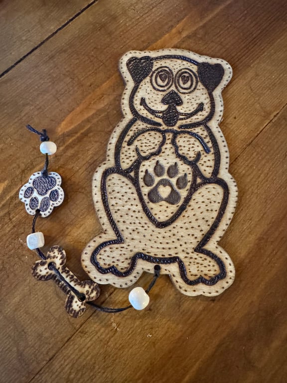 Dog bookmark, wooden gift for dog lover, bookworm.