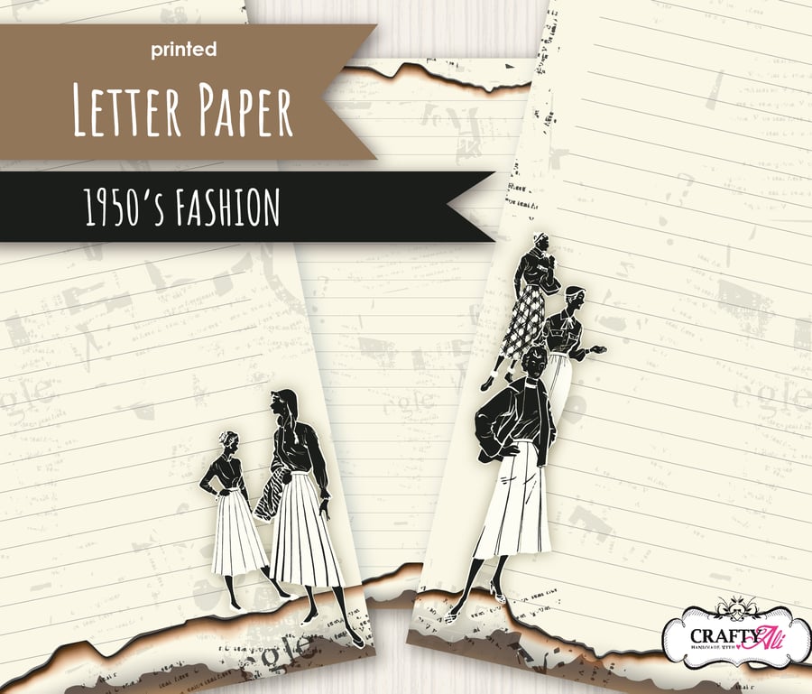 Letter Writing Paper Vintage 1950's fashionable women