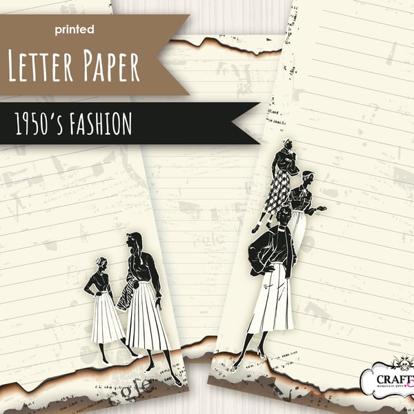 Letter Writing Paper Vintage 1950's fashionable women