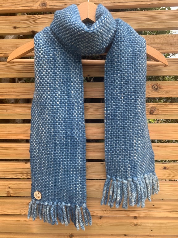 Handwoven indigo wool scarf