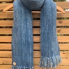 Handwoven indigo wool scarf