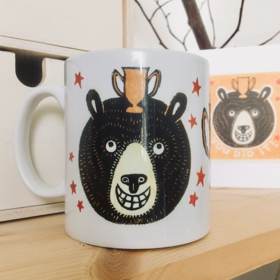 'You Did It!' Bear Ceramic Mug (Exams, Tests or Results Present)