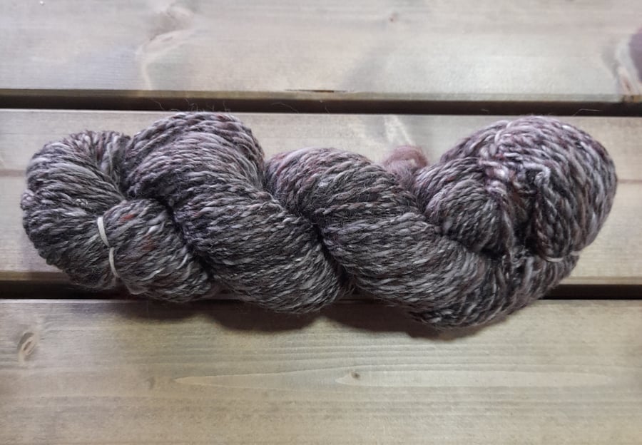 Brown Merino and silk hand spun double knit yarn