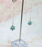 Kiwi jasper stone drop earrings on silver plated chain - Image 3