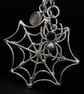 Sterling Silver Spider Web Pendant with Amethyst & Labradorite, Spooky Jewellery - Image 9