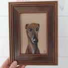 Framed Original Art Soft Pastel Sighthound Greyhound Whippet Dog