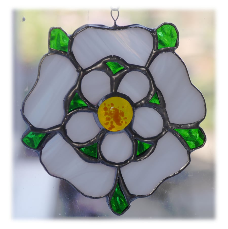  Yorkshire Rose Suncatcher Stained Glass 050