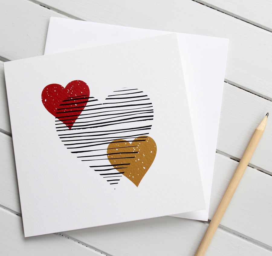 Scandi Love Hearts Valentines Card