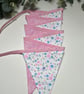 Handmade Fabric Bunting 8 Flags in Pastel Pink Florals Design - Image 2