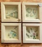 Set of Four Mini Coastal Shadow Box Frame, Handmade Seaside Wall Art
