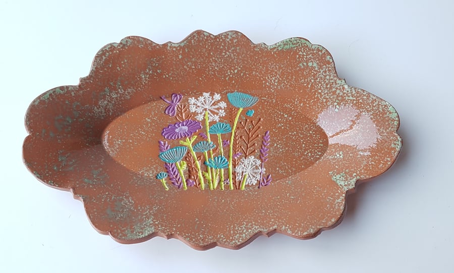 Fun Flower Print Ceramic Serving Platter