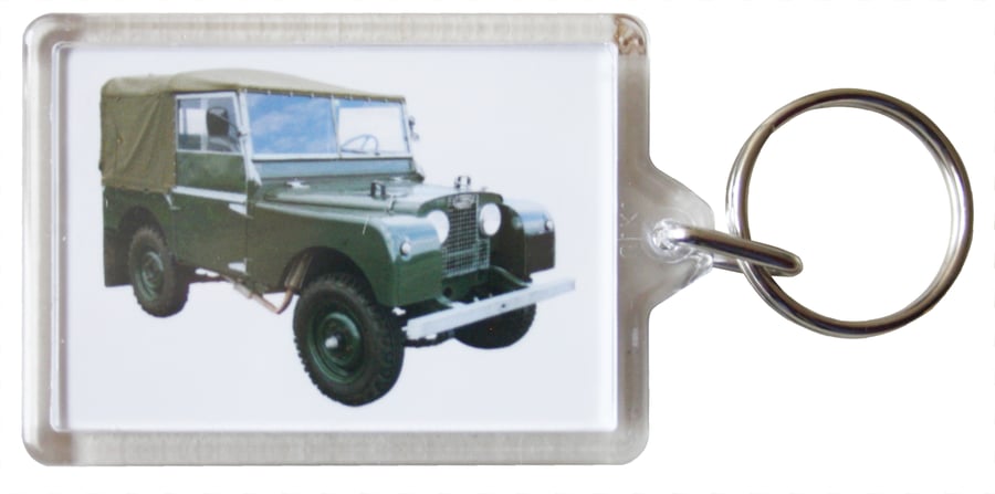 Land Rover Series 1 SWB 1951 - Keyring with 50x35mm Insert - 4x4 Enthusiast