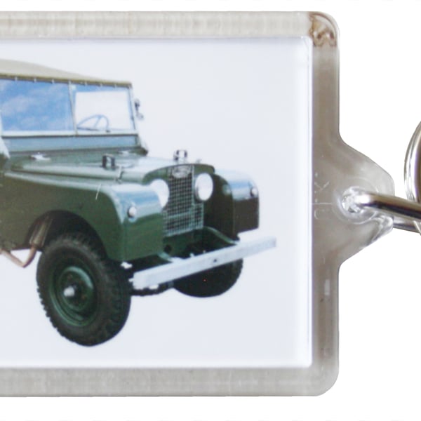 Land Rover Series 1 SWB 1951 - Keyring with 50x35mm Insert - 4x4 Enthusiast