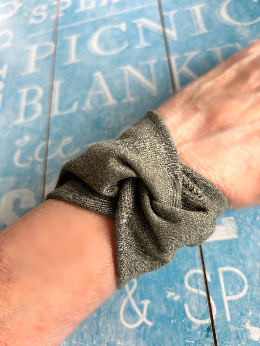 Twist style fabric bracelet cuff in dark khaki green tattoo cover up wrist