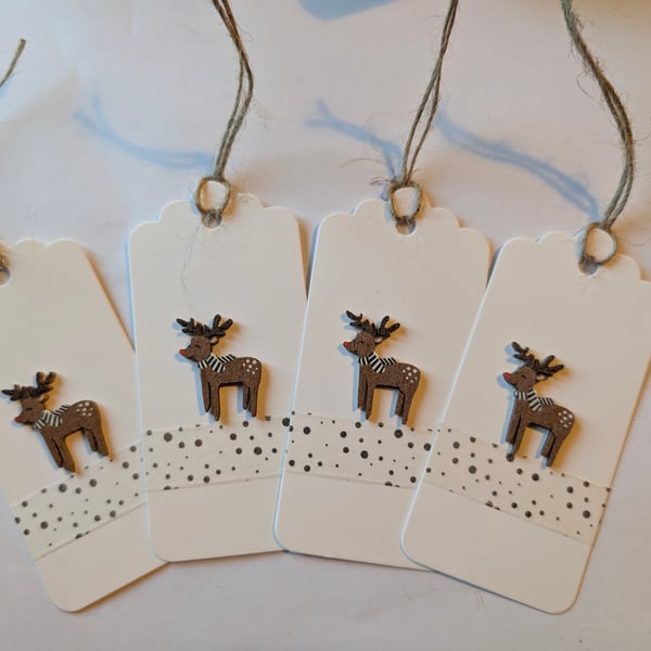Homemade Christmas gift tags pack - Rudolph