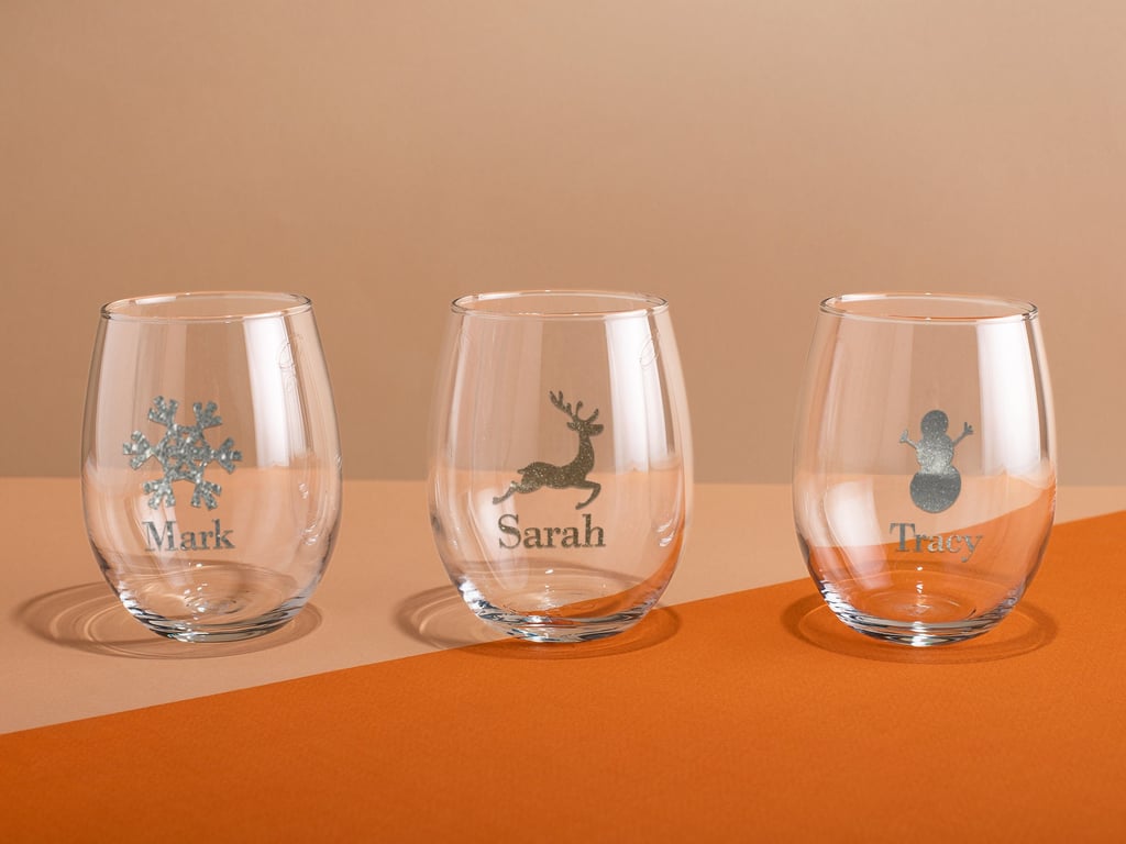 Personalised Glitter Christmas Name Vinyl Sticker Label For Wine Champagne Gin