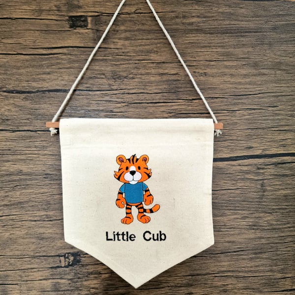 Embroidered Wall Hanging for Nursery - Little Cub Design