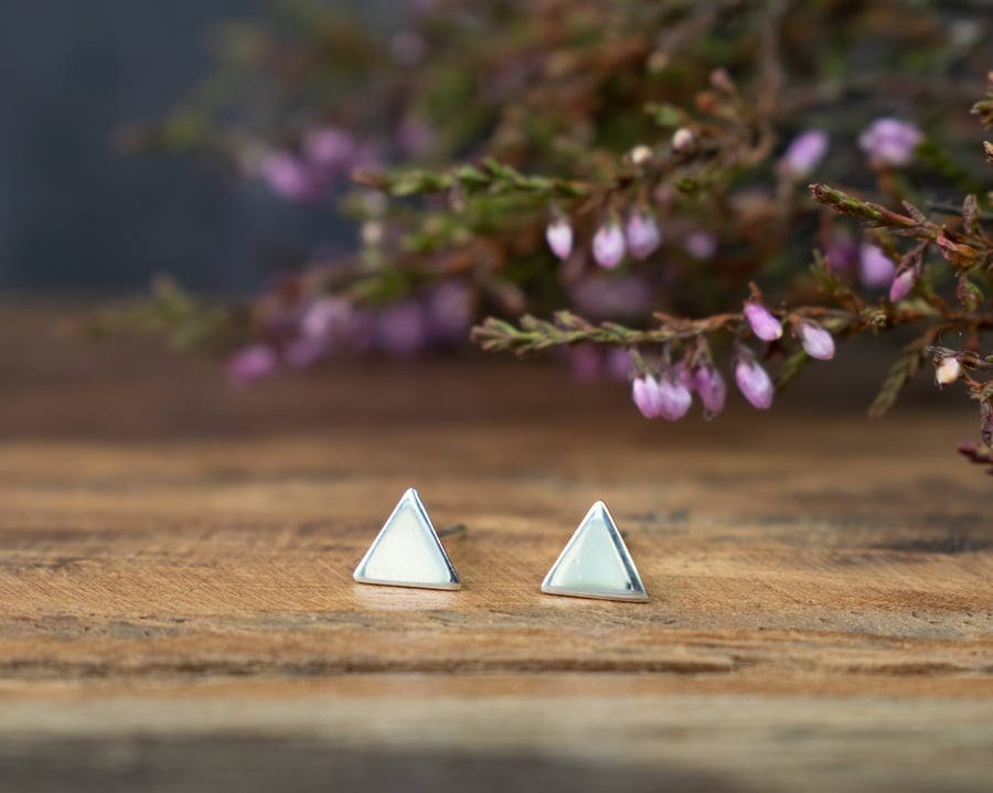 Triangle Stud Earrings - Tiny Silver Studs