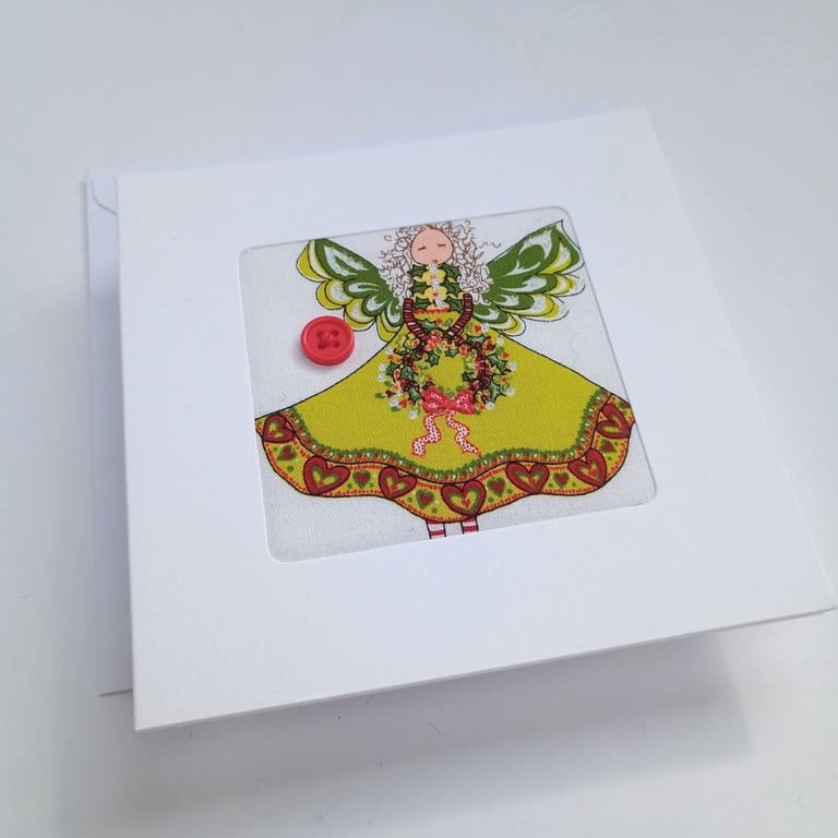 Fairy card - hand embroidered fabric card
