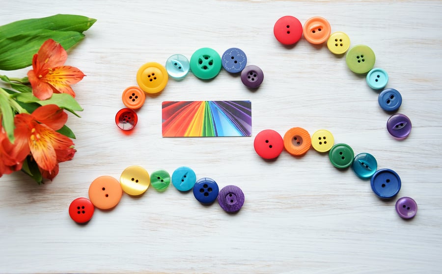 Button fridge magnets, Magnet set, Kitchen decor, Rainbow decoration, Small gift