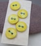 5 Small Round Lemon Yelllow Ceramic Buttons - Image 2