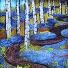 Bluebell wood - Needle felt picture, textile art