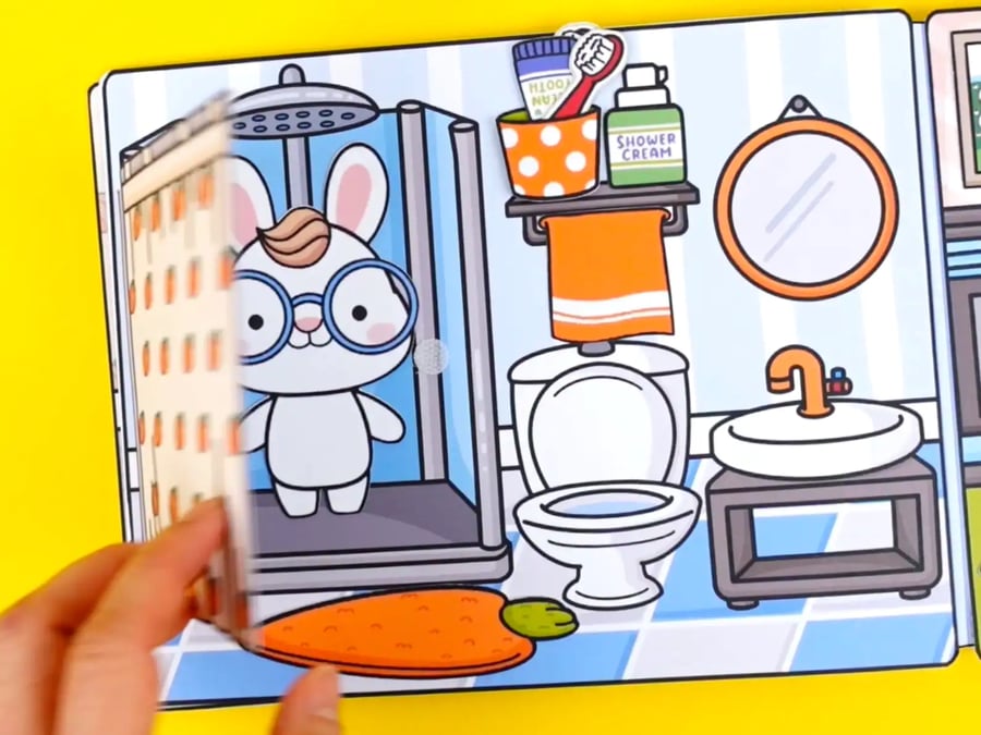 Easter Bunny Paper dolls and dollhouse PDF files Kids Activity Book 