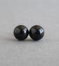 8mm Jet Black Stud Earrings - Simple, Round, Everyday Black Studs - Gifts  - Image 3