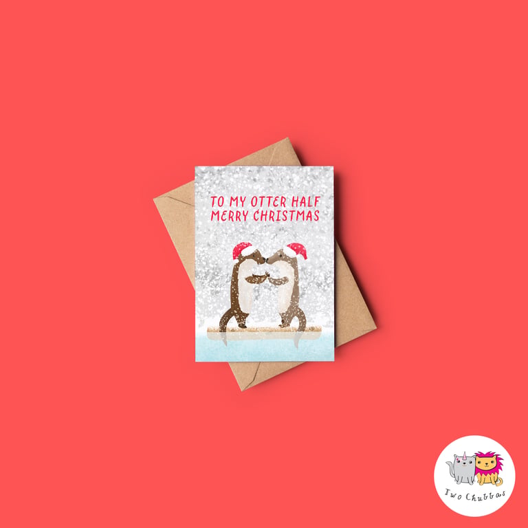 Otter Christmas Card, A6 Christmas Card, Cute Animal Christmas Card