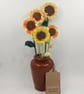 Mini Crochet Sunflowers in Pottery Vase - Image 1