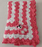 Hand-Stitched Crochet Blanket: Coral Shells and White Waves