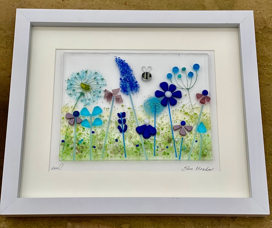 Fused glass art meadows picture