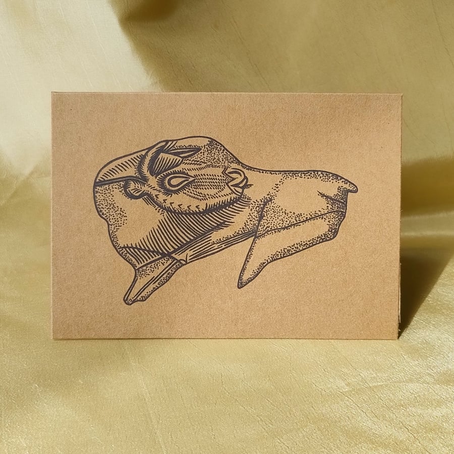 Stone Age Art Greetings Card Bison Licking an Insect Bite