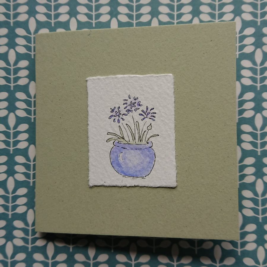 Greetings Card - Agapanthus - original hand painted design - recycled card