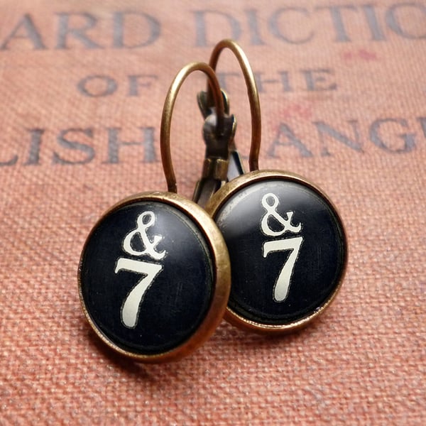 &7 Typewriter Key Leverback Earrings (DJ01)