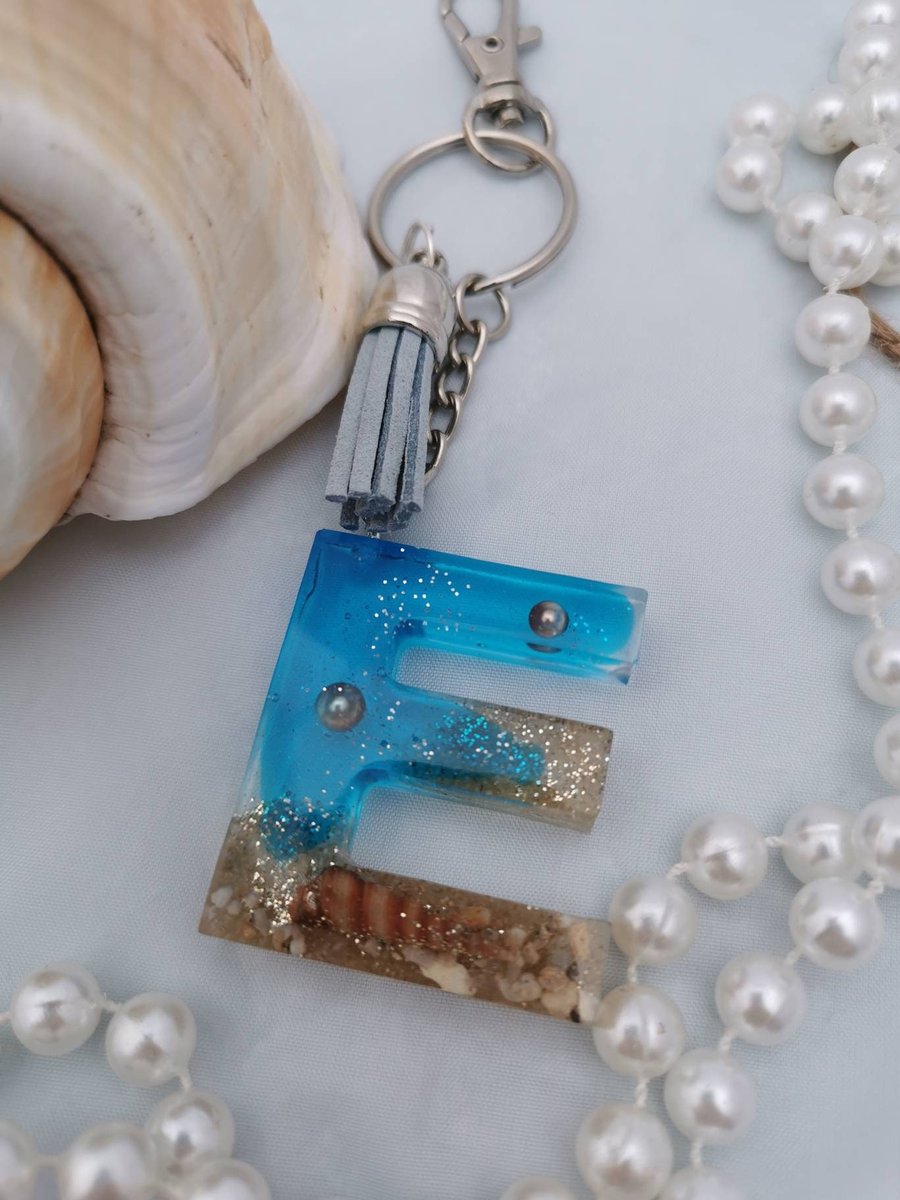Resin Beach Keyring - E